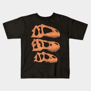 Giganotosaurus Tyrannosaurus Rex Allosaurus fossil skulls Kids T-Shirt